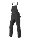 Dark grey denim overalls with multiple pockets and adjustable straps.