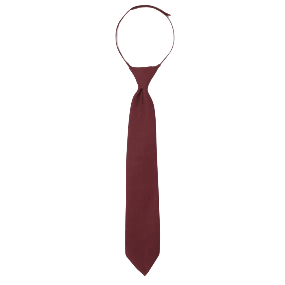 A maroon zipper tie for kids.