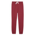 Maroon sweatpants with a white drawstring.