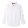 White long-sleeved button-down shirt with a chest pocket.