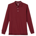 Burgundy long-sleeve polo shirt with two white buttons.