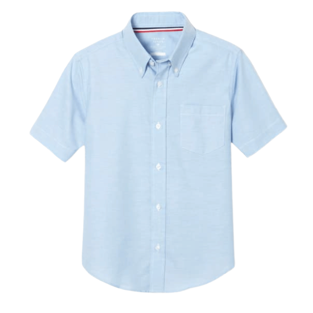 Light blue short-sleeve button-down shirt with a chest pocket.