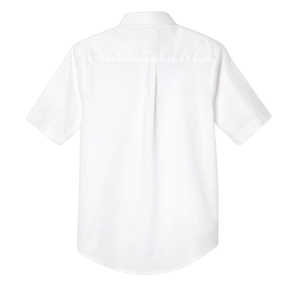 White short-sleeve button-up shirt for kids.