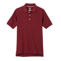 Maroon short-sleeve polo shirt with a collar and three buttons.
